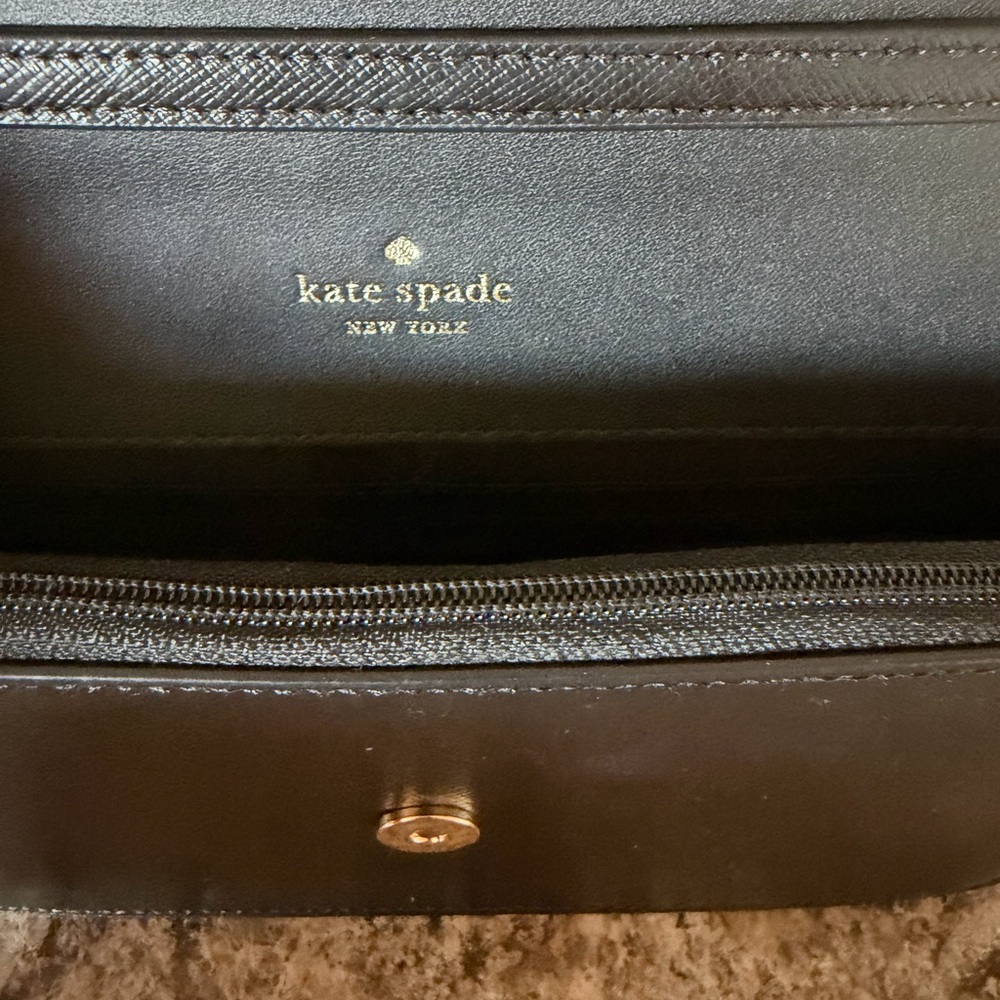 kate spade black leather crossbody with gold chain detail - Picture 3 of 9